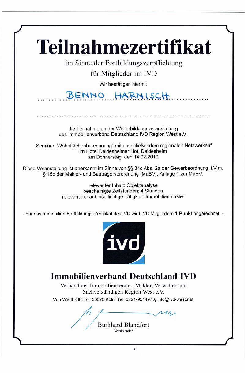 Teilnahmezertifikat IVD